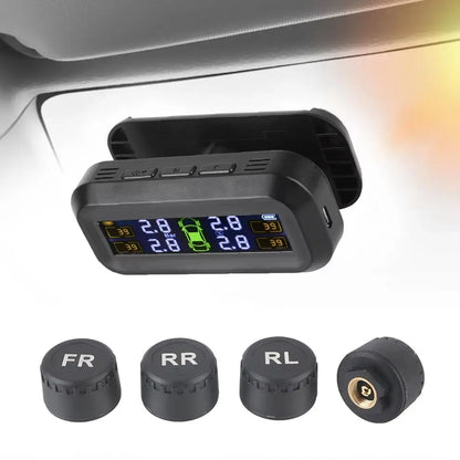 Tire Pressure Monitoring System Temperature Warning New C External Battery Version Sensors Solar TPMS Car Tyre Pressure Monitor