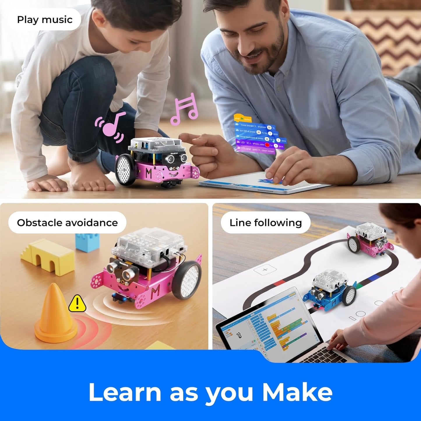 Mbot Robot Kit, STEM Projects for Kids Ages 8-12 Learn to Code with Scratch Arduino, Robot Kit for Kids, Computer Programming for Beginners Gift for Boys and Girls 8 Pink
