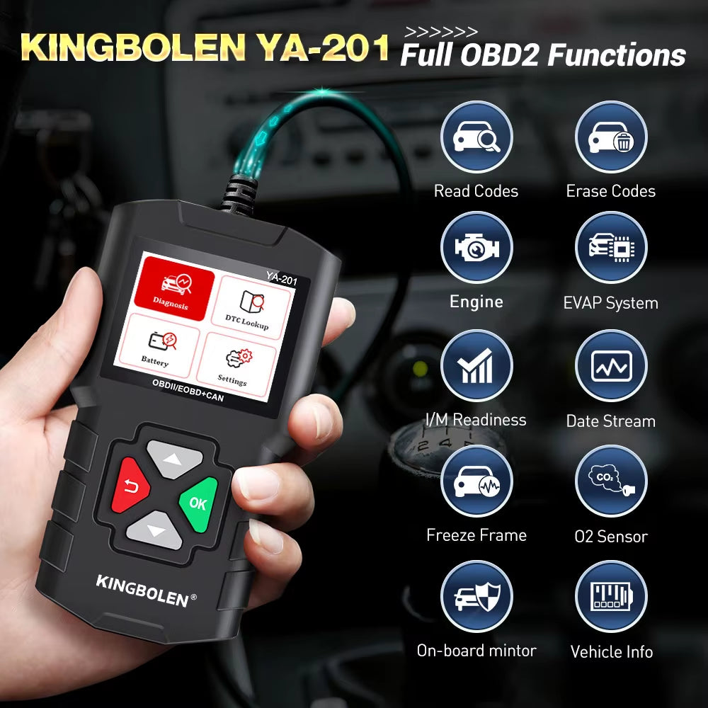 2025  YA201 OBD2 Scanner Auto Diagnostic Tools OBDII EOBD Code Reader KW310 for 12V Car Diagnosis PK CR3001 CR3008