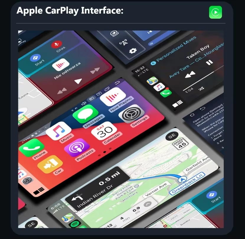 Portable Wireless Apple Carplay and Android Auto 7" IPS Touch Screen for Car