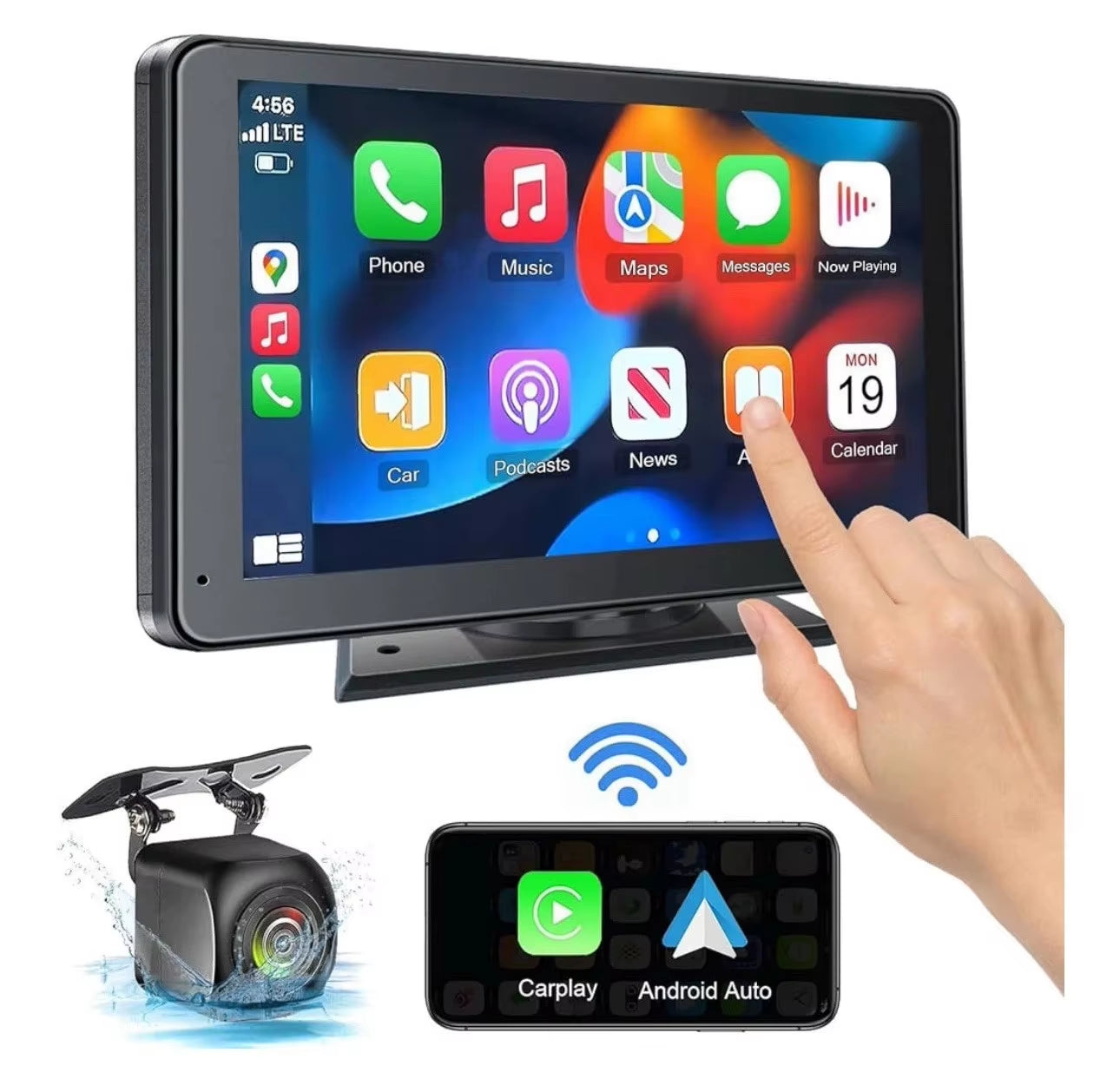 Portable Wireless Apple Carplay and Android Auto 7" IPS Touch Screen for Car