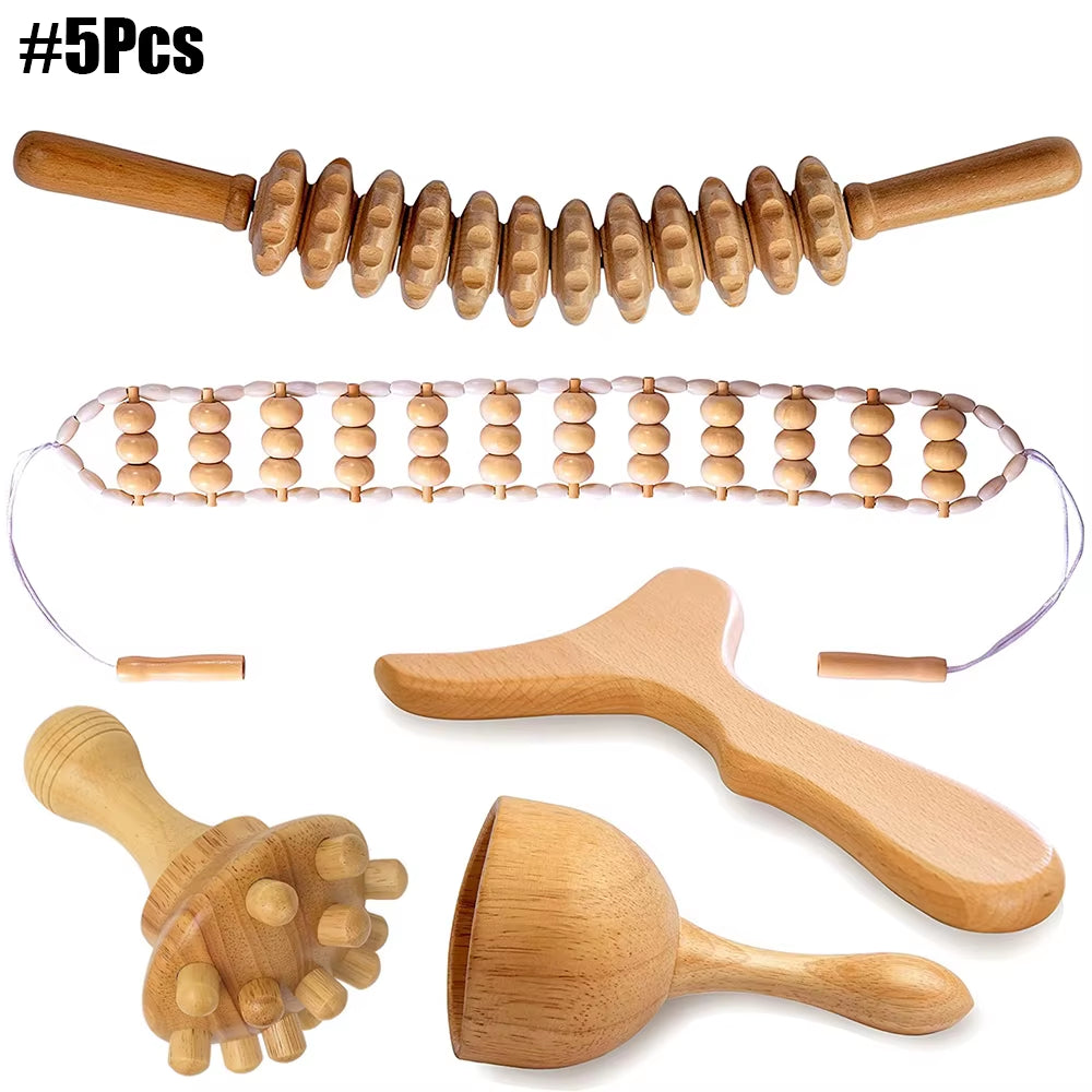 Body Wood Therapy Complete Kit Wooden Maderotherapy Kit for Reductive Massage Colombian Wood Therapy Tools for Body Contour Tool