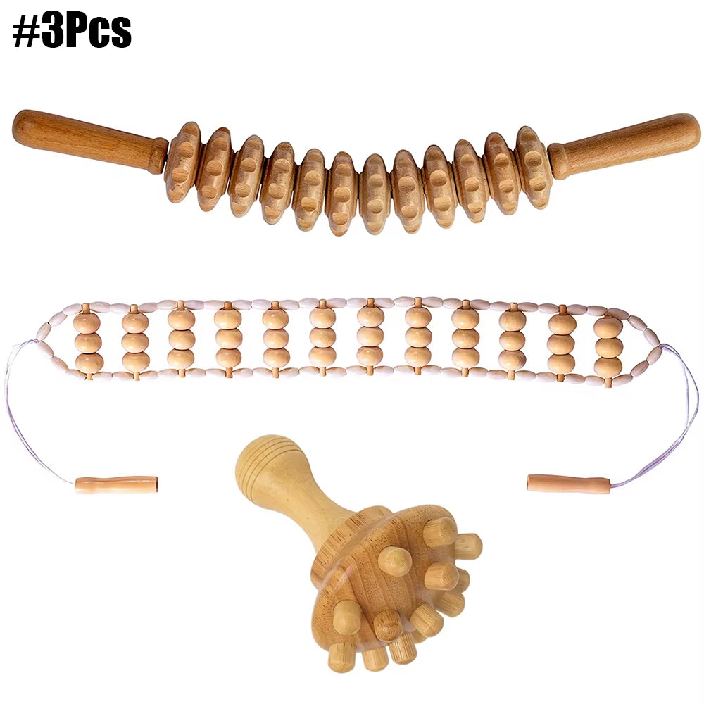 Body Wood Therapy Complete Kit Wooden Maderotherapy Kit for Reductive Massage Colombian Wood Therapy Tools for Body Contour Tool