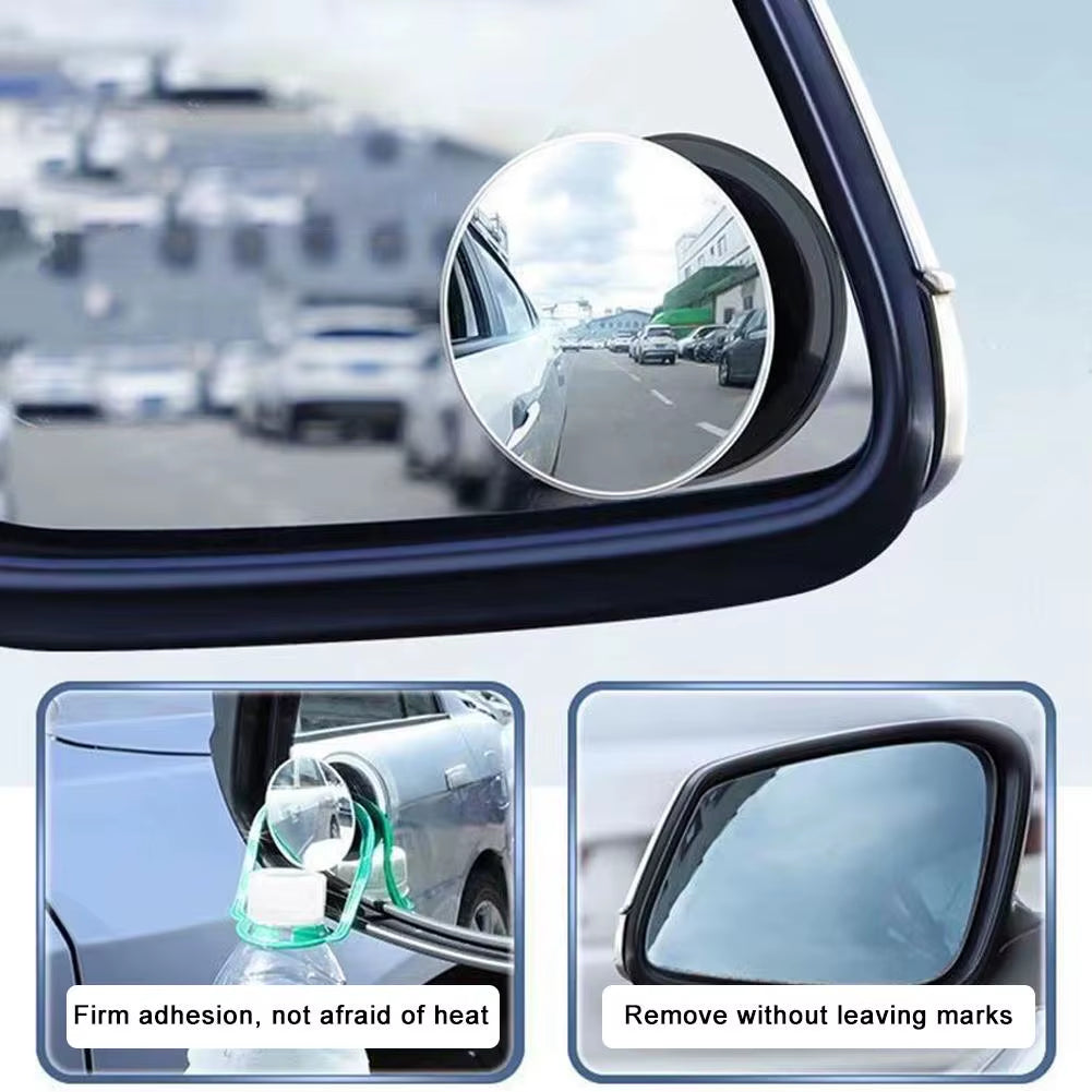 2 Pcs Car Rearview Sucker Mirrors 360 Degree Blind Spot Mirror Adjustable round Frame Convex Clear Rearview Auxiliary Car Mirror