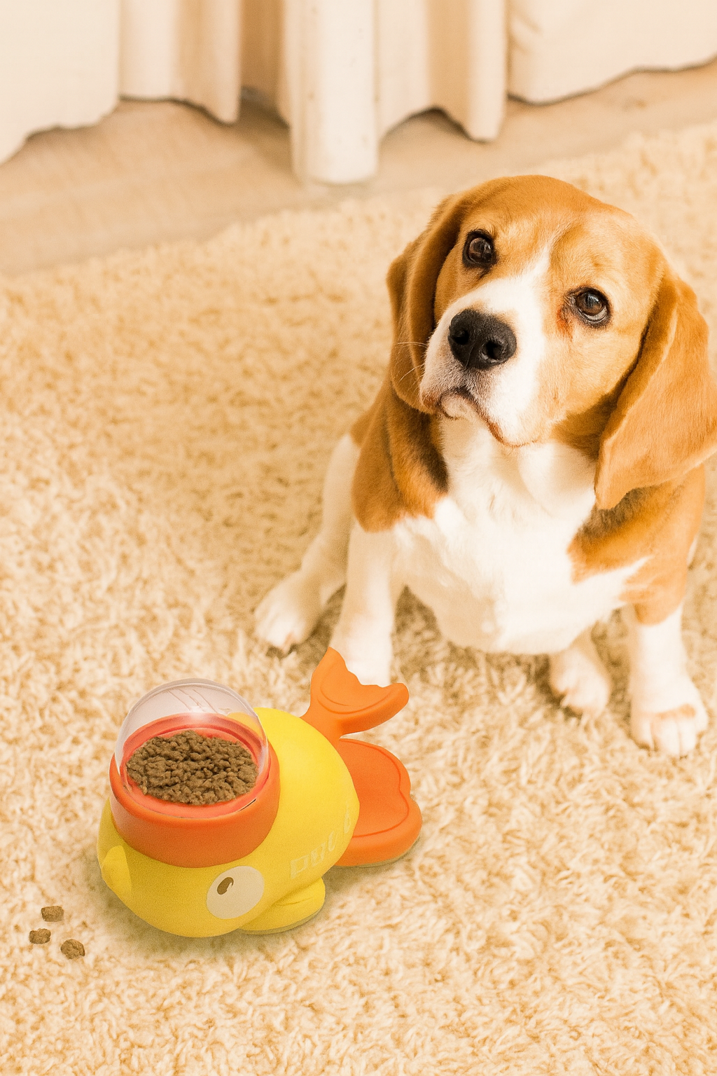 Dog Food Feeder Cartoon Duck Design Pet Snack Puzzle Feeder Anti-Slip Puppy Automatic Dog Cat Food Dispenser Toy