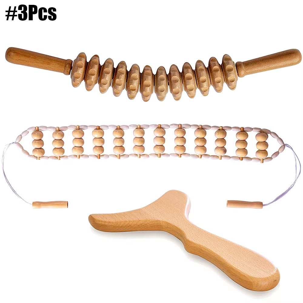 Body Wood Therapy Complete Kit Wooden Maderotherapy Kit for Reductive Massage Colombian Wood Therapy Tools for Body Contour Tool