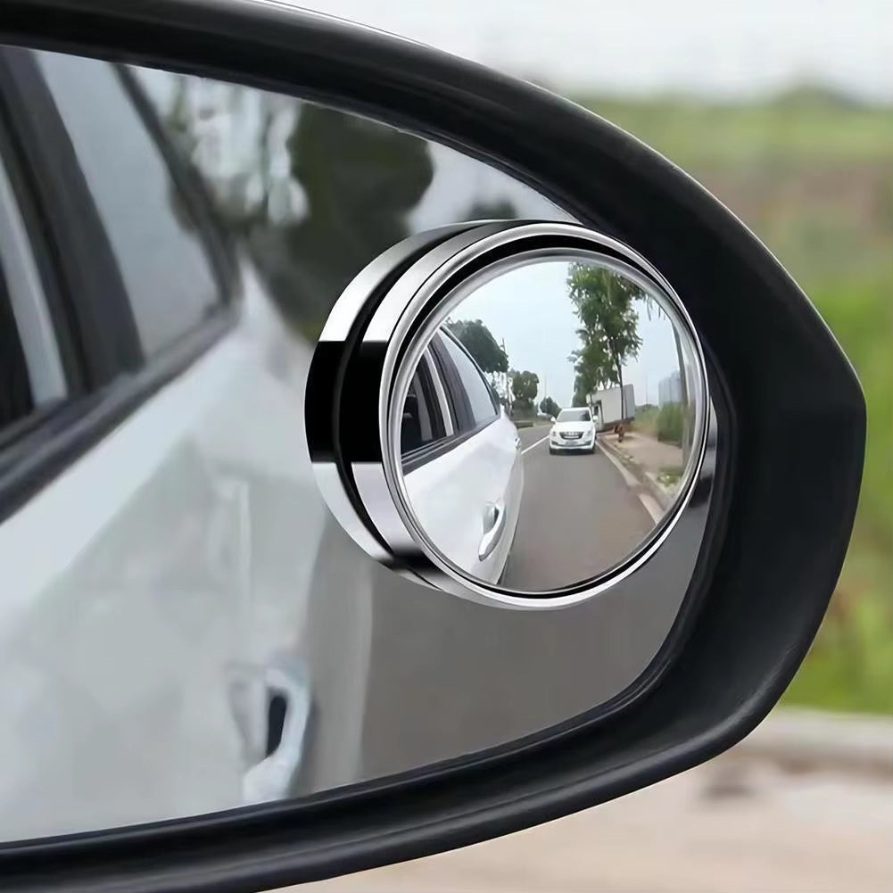 2 Pcs Car Rearview Sucker Mirrors 360 Degree Blind Spot Mirror Adjustable round Frame Convex Clear Rearview Auxiliary Car Mirror