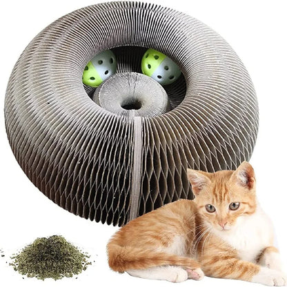 Kitten Curl Toy Foldable Magic Organ Cat Scratching Board Durable Recyclable Cardboard Cat Scratcher Cat Bed Interactive Scratch