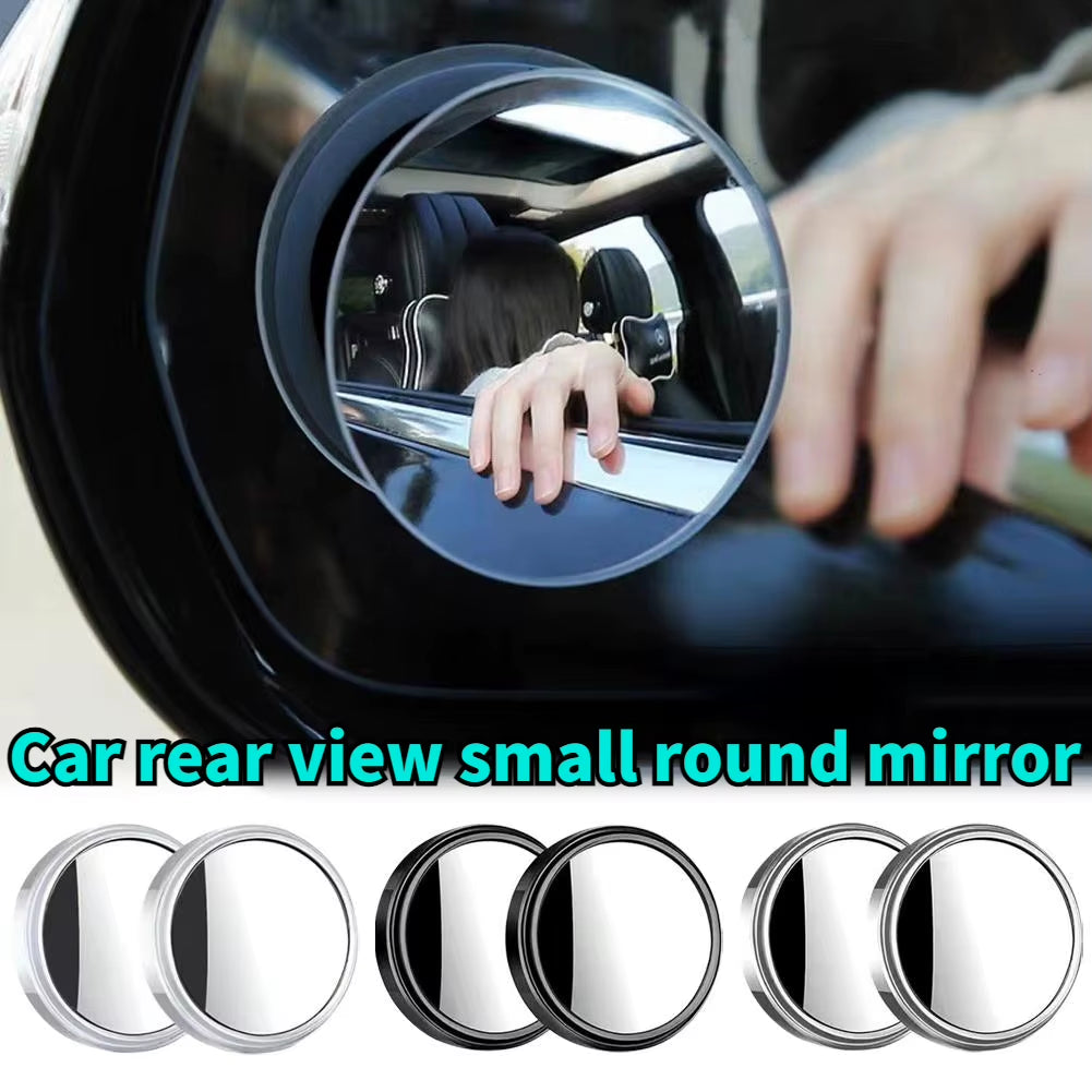 2 Pcs Car Rearview Sucker Mirrors 360 Degree Blind Spot Mirror Adjustable round Frame Convex Clear Rearview Auxiliary Car Mirror